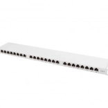 Patch panel 24 portů 0.5U, kategorie 6, šedý, stíněný
