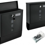 Poštovní schránka na dopisy A4 s držákem na noviny – černá