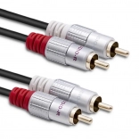 Propojovací audio kabel 2×RCA samec – 2×RCA samec 3 m černý QOLTEC
