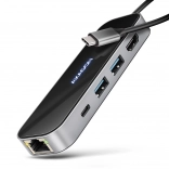 Víceportový USB-C hub 6v1 s HDMI 4K/60 Hz, GLAN a PD 100 W