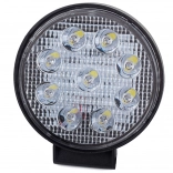 Pracovní LED reflektor kulatý 27 W, 9 LED, 12–24 V, IP67