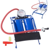 Nožní pumpa do auta s dvojitým pístem a adaptéry na jízdní kola