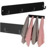 Nástěnný koupelnový věšák se 4 háčky, černý kov