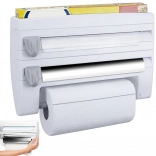 Nástěnný kuchyňský organizér 4 v 1 na fólie a papírové utěrky s policí