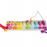 Dřevěná vzdělávací sada 4v1 s čísly, tvary a magnetickým rybolovem