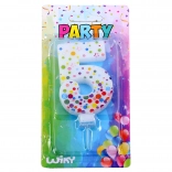 Párty svíčka číslo 5 s puntíky