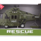 Vojenská helikoptéra na baterie se světlem a zvukem