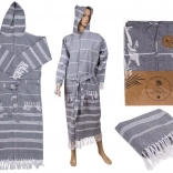 Szlafrok po koupeli Hammam šedý velikost L