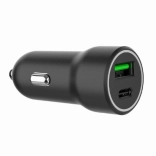 Černá nabíječka do auta USB-A/USB-C 20W PD