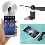 Mini větráček k telefonu 2v1 usb/microusb – černý
