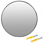 Nástěnné kulaté zrcadlo 80 cm s černým hliníkovým rámem ModernHome