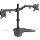 Černý dvojitý stolní stojan na monitory s úchytkami pro monitory do 32''