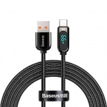 Kabel Baseus USB-C s displejem 66W, 2 m černý