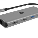USB‑C dokovací stanice 9v1 s 2× HDMI 4K/60 Hz, 3× USB, 100W Power Delivery, Gigabit LAN a čtečkou karet
