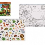 Blok samolepek a omalovánek Říše zvířat 35x25 cm