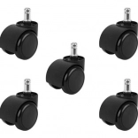 Kancelářská kolečka k židli - sada 5 kusů - černá
